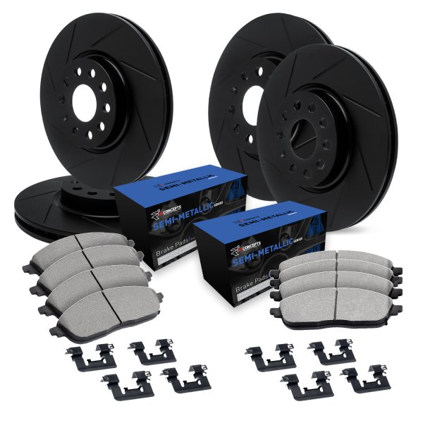  R1 Concepts® - Slotted Front and Rear Brake Kit with Semi-Met Pads