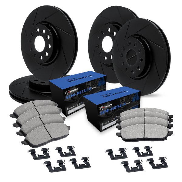  R1 Concepts® - Slotted Front and Rear Brake Kit with Semi-Met Pads