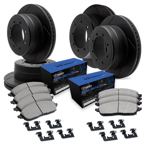  R1 Concepts® - Slotted Front and Rear Brake Kit with Semi-Met Pads