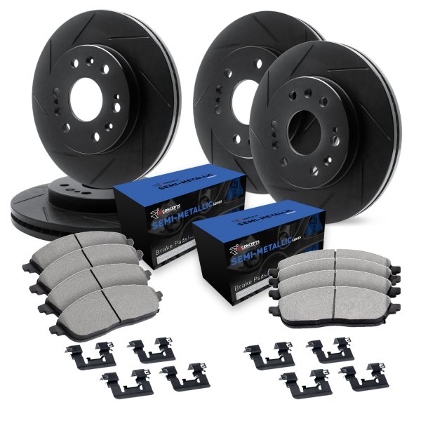  R1 Concepts® - Slotted Front and Rear Brake Kit with Semi-Met Pads