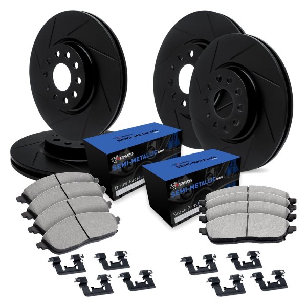  R1 Concepts® - Slotted Front and Rear Brake Kit with Semi-Met Pads