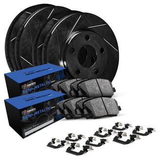 R1 Concepts® - Slotted Front and Rear Brake Kit with Semi-Met Pads