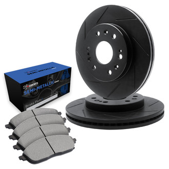 R1 Concepts® - Slotted Front Brake Kit with Semi-Met Pads