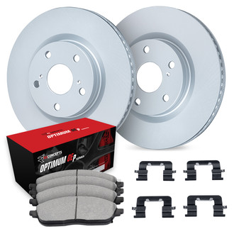 R1 Concepts® - Plain Front Brake Kit with Optimum OE Pads