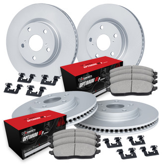 R1 Concepts® - Plain Front and Rear Brake Kit with Optimum OE Pads