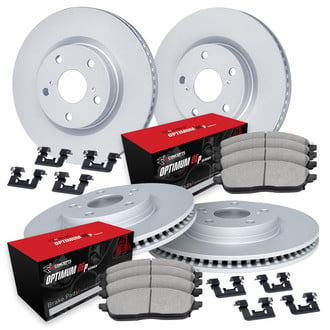 R1 Concepts® - Plain Front and Rear Brake Kit with Optimum OE Pads