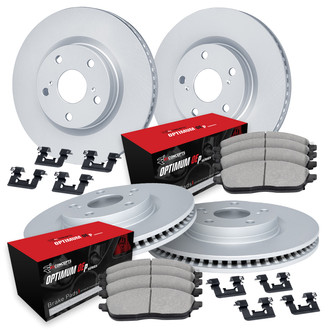 R1 Concepts® - Plain Front and Rear Brake Kit with Optimum OE Pads