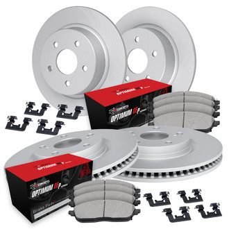 R1 Concepts® - Plain Front and Rear Brake Kit with Optimum OE Pads