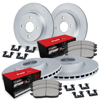 R1 Concepts® - Plain Front and Rear Brake Kit with Optimum OE Pads