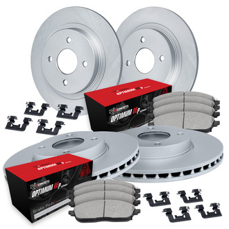 R1 Concepts® - Plain Front and Rear Brake Kit with Optimum OE Pads