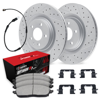 R1 Concepts® - Carbon Coated Dimpled and Slotted Brake Kit with Optimum OE Pads