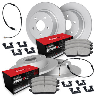 R1 Concepts® - Plain Front and Rear Brake Kit with Optimum OE Pads