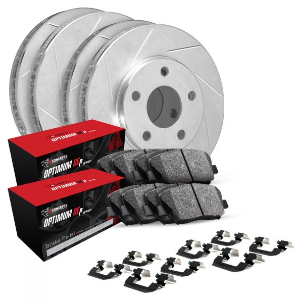  R1 Concepts® - Slotted Front and Rear Brake Kit with Optimum OE Pads