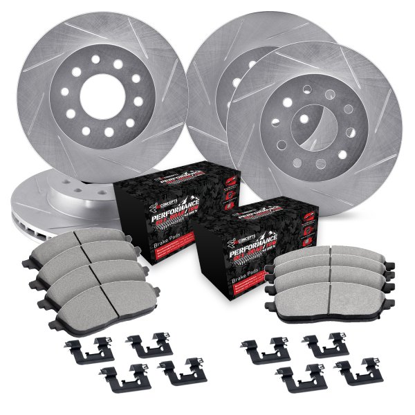  R1 Concepts® - Slotted Front and Rear Brake Kit with Performance Off-Road/Tow Brake Pads