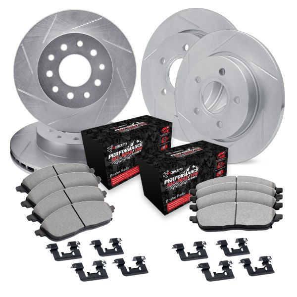  R1 Concepts® - Slotted Front and Rear Brake Kit with Performance Off-Road/Tow Brake Pads