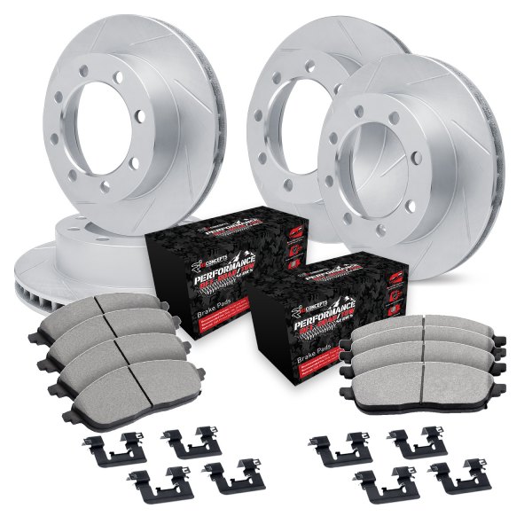  R1 Concepts® - Slotted Front and Rear Brake Kit with Performance Off-Road/Tow Brake Pads