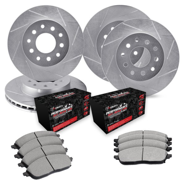  R1 Concepts® - Slotted Front and Rear Brake Kit with Performance Off-Road/Tow Brake Pads