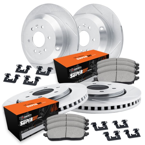  R1 Concepts® - Slotted Front and Rear Brake Kit with Super Duty Pads