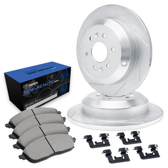 R1 Concepts® - Slotted Front Brake Kit with Semi-Met Pads
