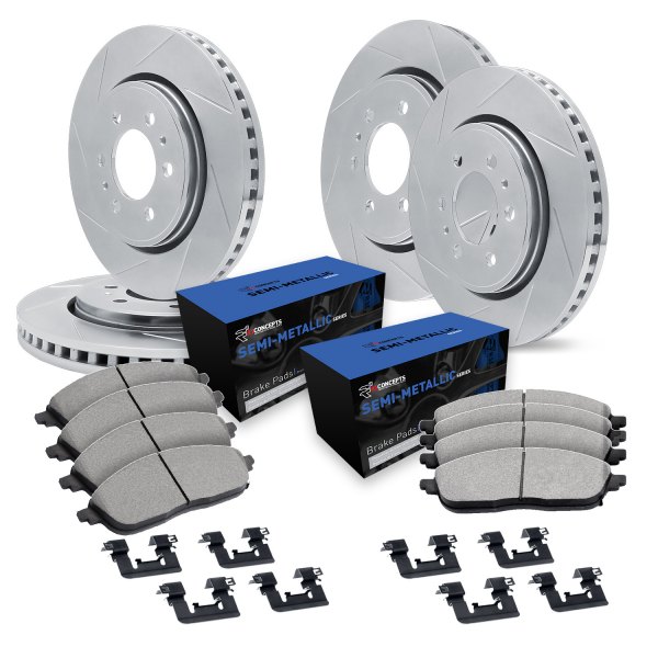  R1 Concepts® - Slotted Front and Rear Brake Kit with Semi-Met Pads