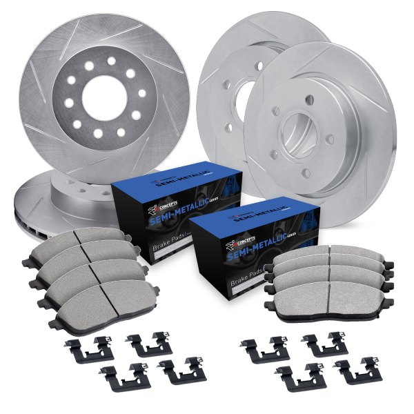  R1 Concepts® - Slotted Front and Rear Brake Kit with Semi-Met Pads