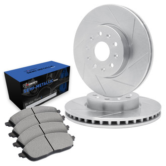 R1 Concepts® - Slotted Front Brake Kit with Semi-Met Pads