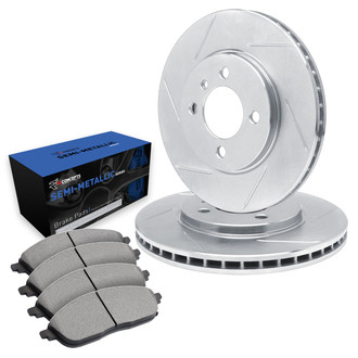R1 Concepts® - Slotted Front Brake Kit with Semi-Met Pads