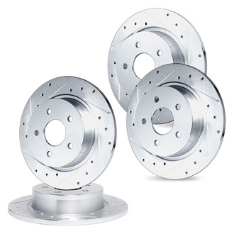 R1 Concepts® - Drilled and Slotted Front and Rear Brake Rotor Set