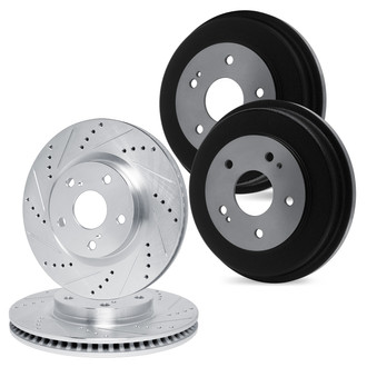 R1 Concepts® - Drilled and Slotted Front and Rear Brake Rotor Set
