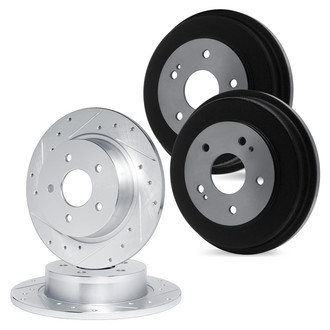 R1 Concepts® - Drilled and Slotted Front and Rear Brake Rotor Set