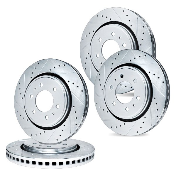 R1 Concepts® - Drilled and Slotted Front and Rear Brake Rotor Set