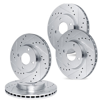 R1 Concepts® - Drilled and Slotted Front and Rear Brake Rotor Set