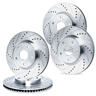 R1 Concepts® - Drilled and Slotted Front and Rear Brake Rotor Set