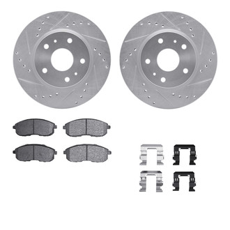 R1 Concepts® - Drilled and Slotted Front Brake Kit with Performance Sport Pads