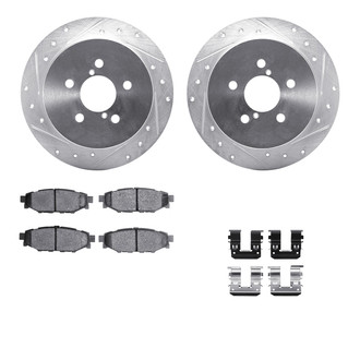 R1 Concepts® - Drilled and Slotted Rear Brake Kit with Performance Sport Pads