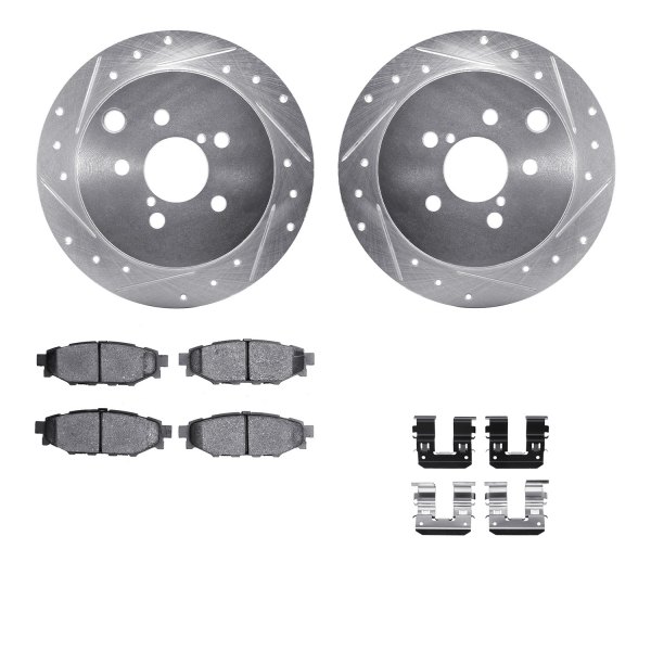  R1 Concepts® - Drilled and Slotted Rear Brake Kit with Performance Sport Pads