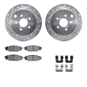 R1 Concepts® - Drilled and Slotted Rear Brake Kit with Performance Sport Pads