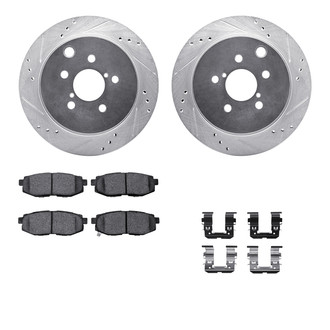 R1 Concepts® - Drilled and Slotted Rear Brake Kit with Performance Sport Pads