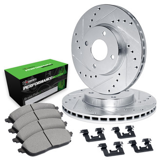 R1 Concepts® - Drilled and Slotted Front Brake Kit with Performance Sport Pads