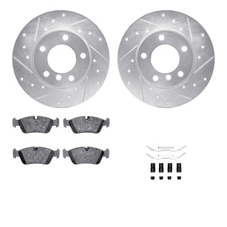 R1 Concepts® - Drilled and Slotted Front Brake Kit with Performance Sport Pads