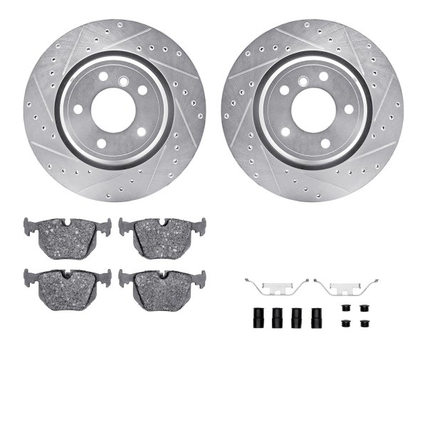  R1 Concepts® - Drilled and Slotted Rear Brake Kit with Performance Sport Pads