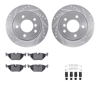 R1 Concepts® - Drilled and Slotted Rear Brake Kit with Performance Sport Pads