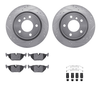 R1 Concepts® - Drilled and Slotted Rear Brake Kit with Performance Sport Pads