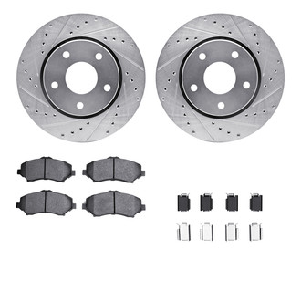 R1 Concepts® - Drilled and Slotted Front Brake Kit with Performance Sport Pads