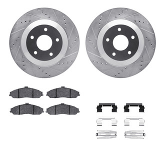 R1 Concepts® - Drilled and Slotted Front Brake Kit with Performance Sport Pads