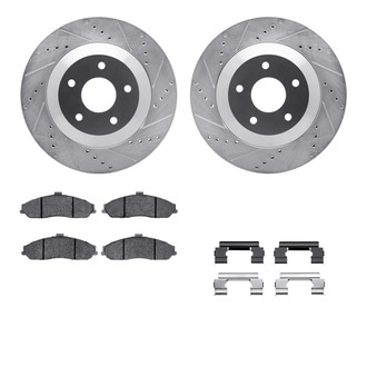 R1 Concepts® - Drilled and Slotted Front Brake Kit with Performance Sport Pads