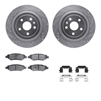 R1 Concepts® - Drilled and Slotted Rear Brake Kit with Performance Sport Pads