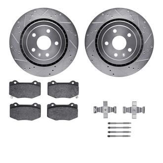 R1 Concepts® - Drilled and Slotted Rear Brake Kit with Performance Sport Pads