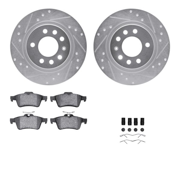  R1 Concepts® - Drilled and Slotted Rear Brake Kit with Performance Sport Pads