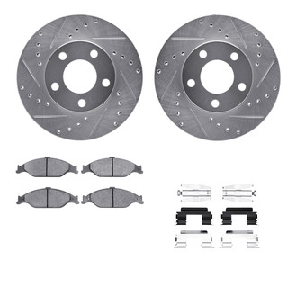 R1 Concepts® - Drilled and Slotted Front Brake Kit with Performance Sport Pads